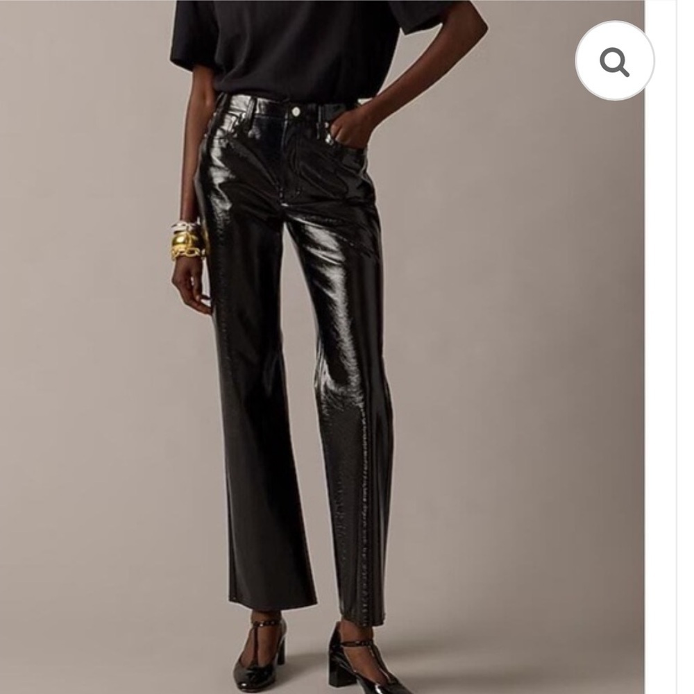 J.Crew Collection Faux Leather Pants High Rise Demi Boot Crop Black Size 28 NWT - Picture 10 of 10